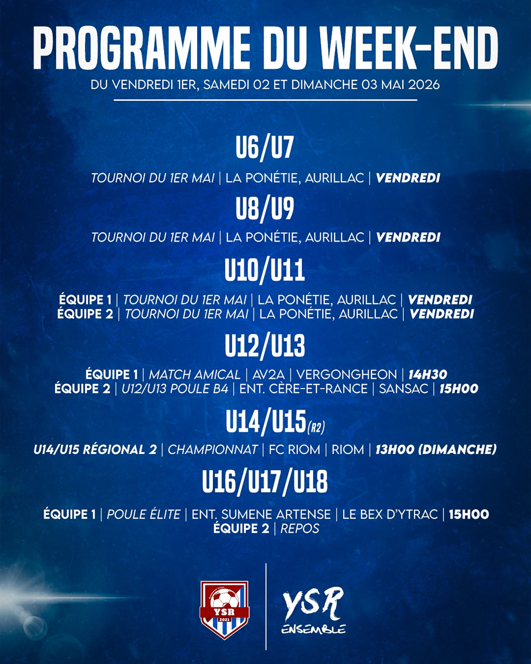 Le programme du week-end